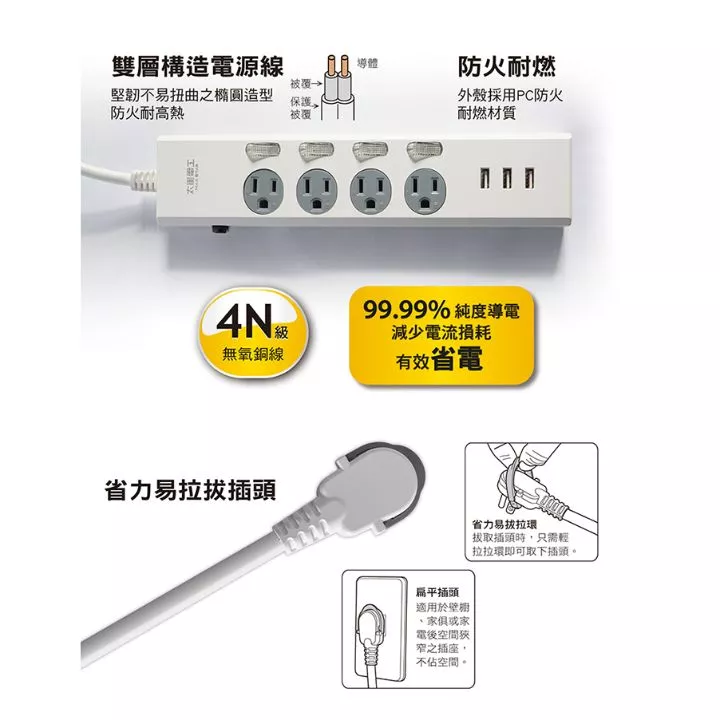 4開4插3USB電腦線